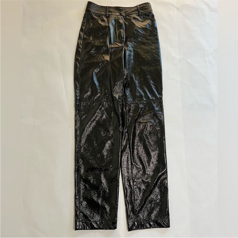 aritzia wilfred faux patent leather pants in black size 4